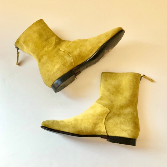 CARRITZ Suede Back Zip Ankle Boots in Yellow - Picture 4 of 11